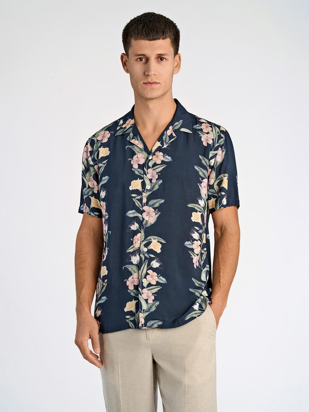 Lindbergh Men Blue Relaxed Fit Printed Shirt Collar Shirt