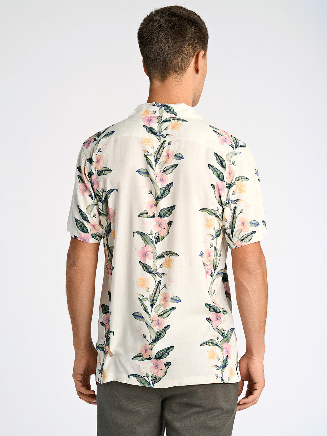 Lindbergh Men Cream Relaxed Fit Printed Shirt Collar Shirt