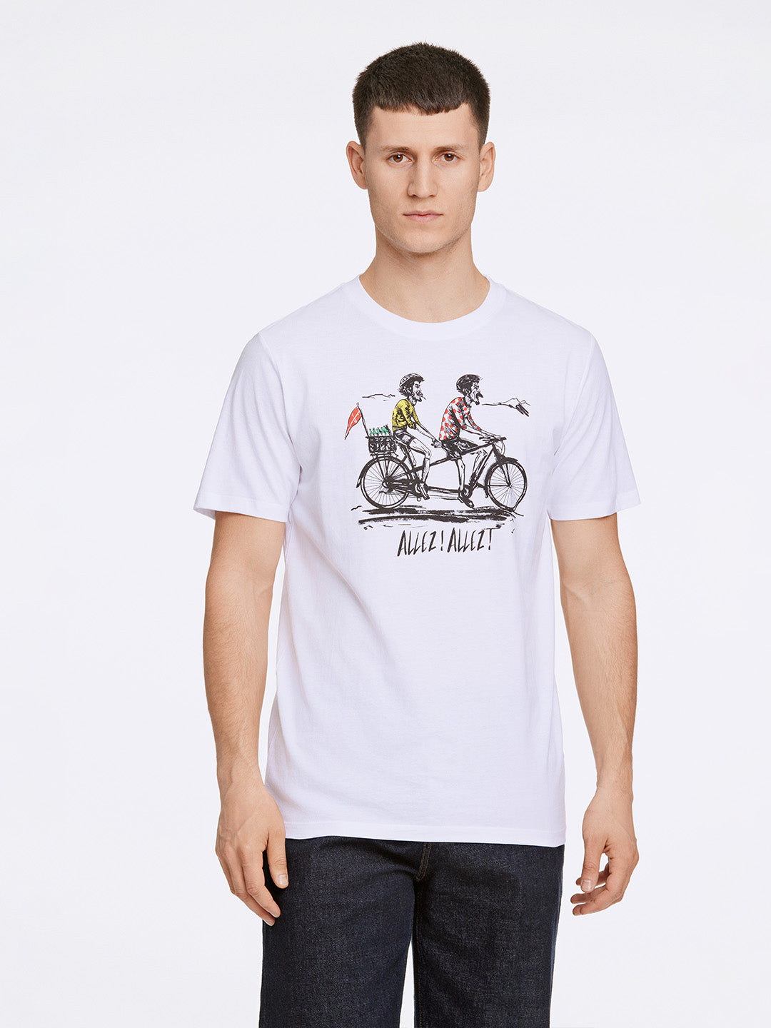 Lindbergh Men White Relaxed Fit Printed Round Neck Tshirt