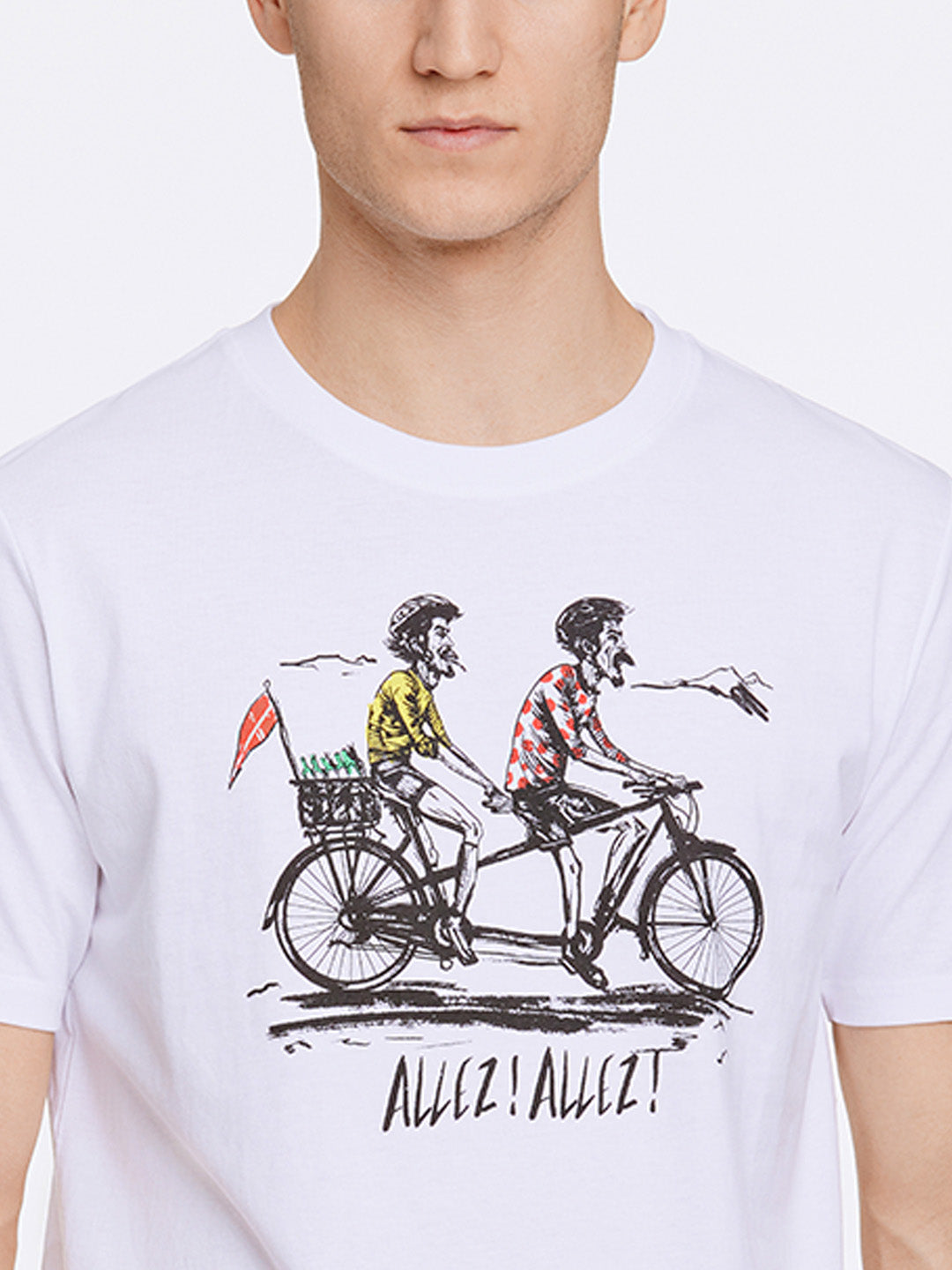 Lindbergh Men White Relaxed Fit Printed Round Neck Tshirt