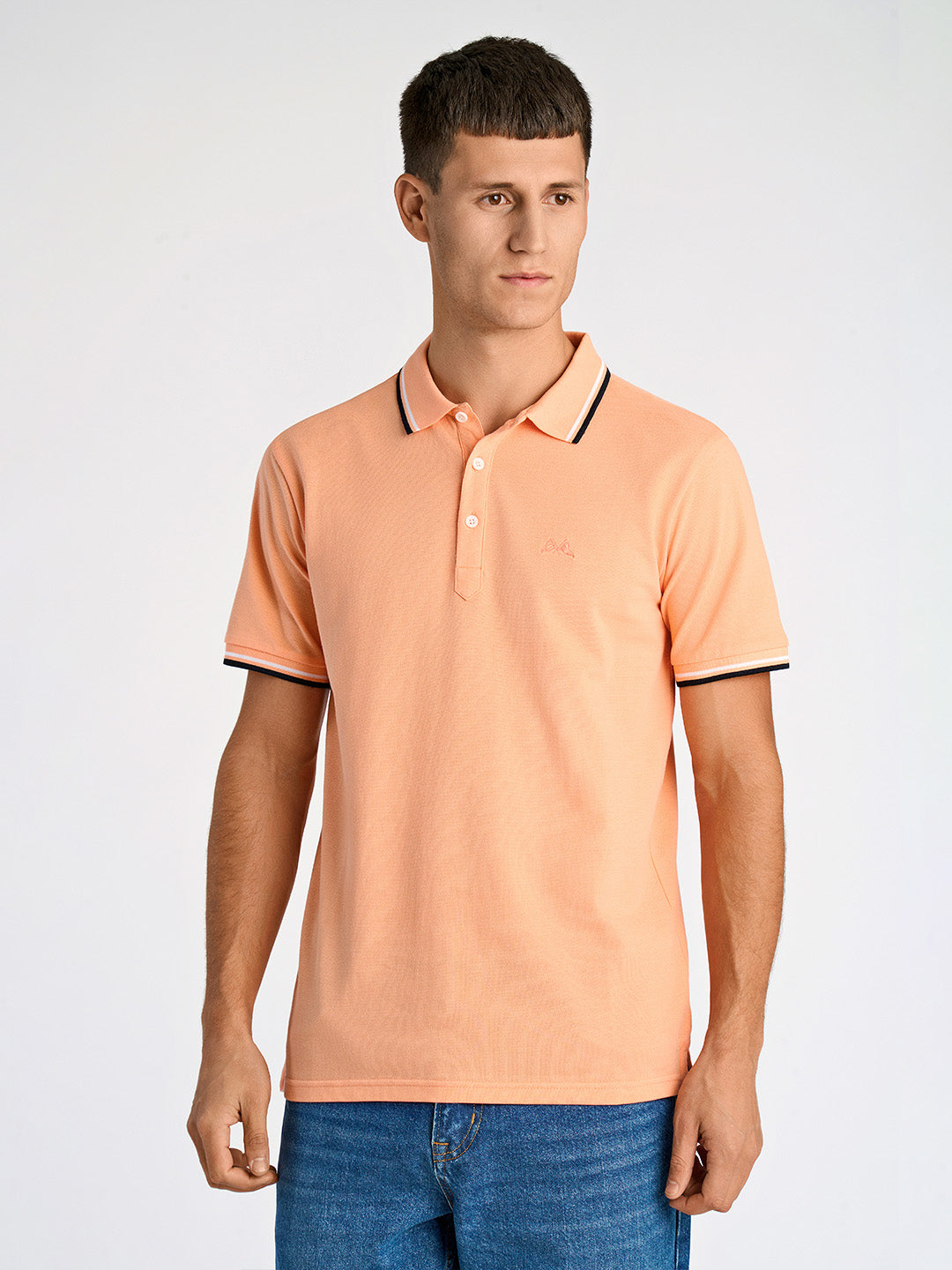 Lindbergh Men Orange Relaxed Fit Solid Polo Tshirt