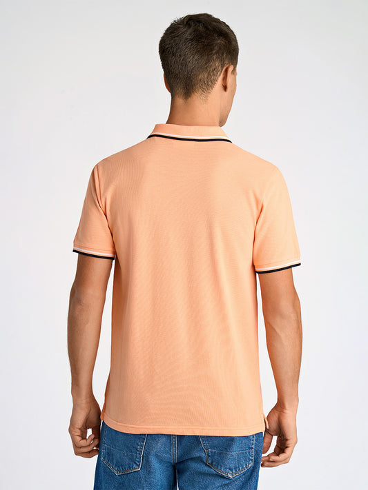Lindbergh Men Orange Relaxed Fit Solid Polo Tshirt