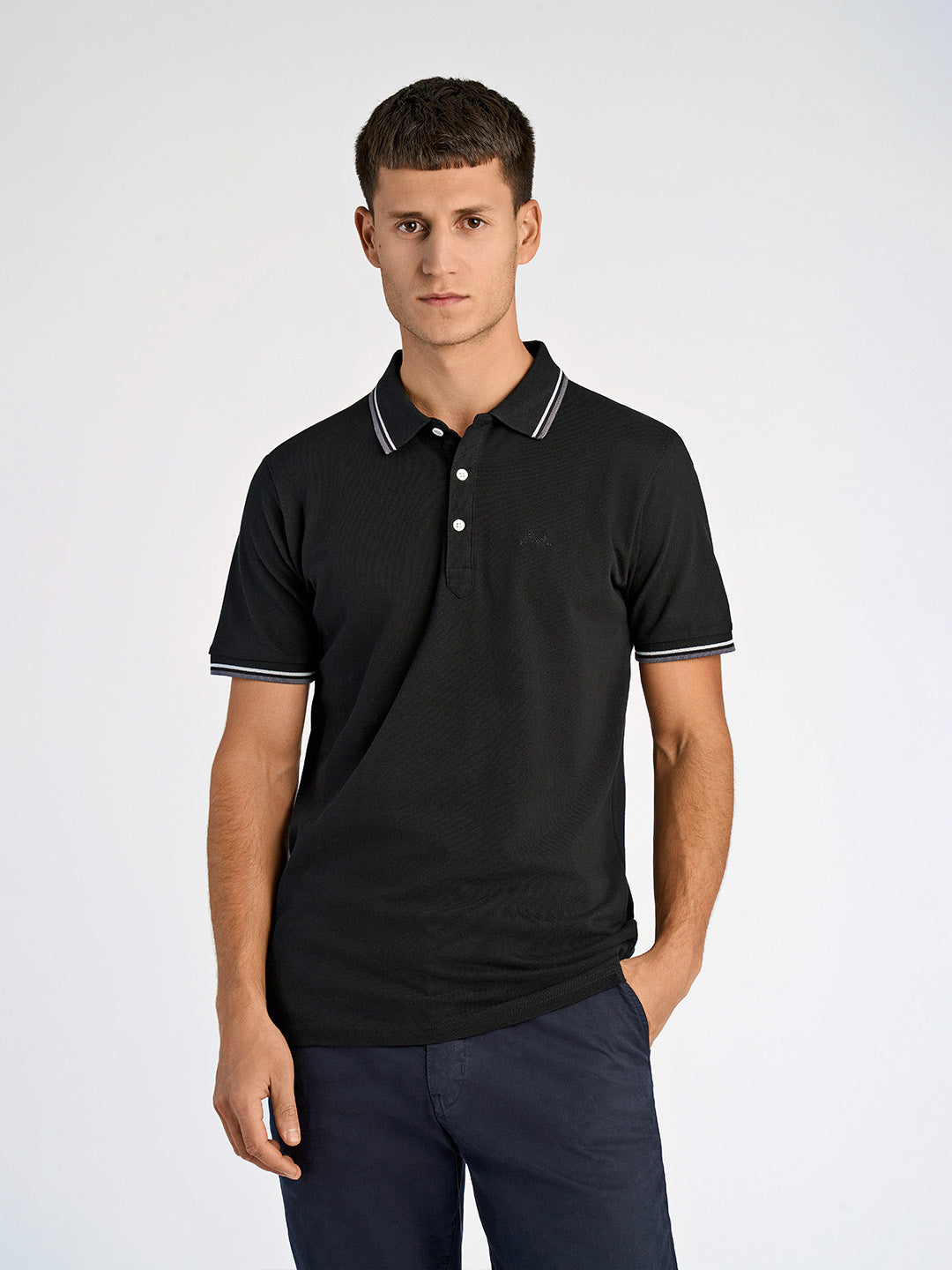 Lindbergh Men Black Relaxed Fit Solid Polo Tshirt