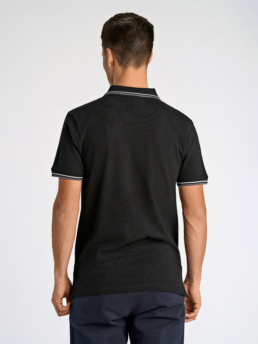Lindbergh Men Black Relaxed Fit Solid Polo Tshirt