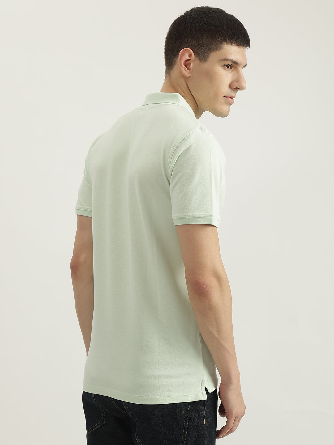 Lindbergh Men Green Solid Polo Collar Short Sleeves Tshirt