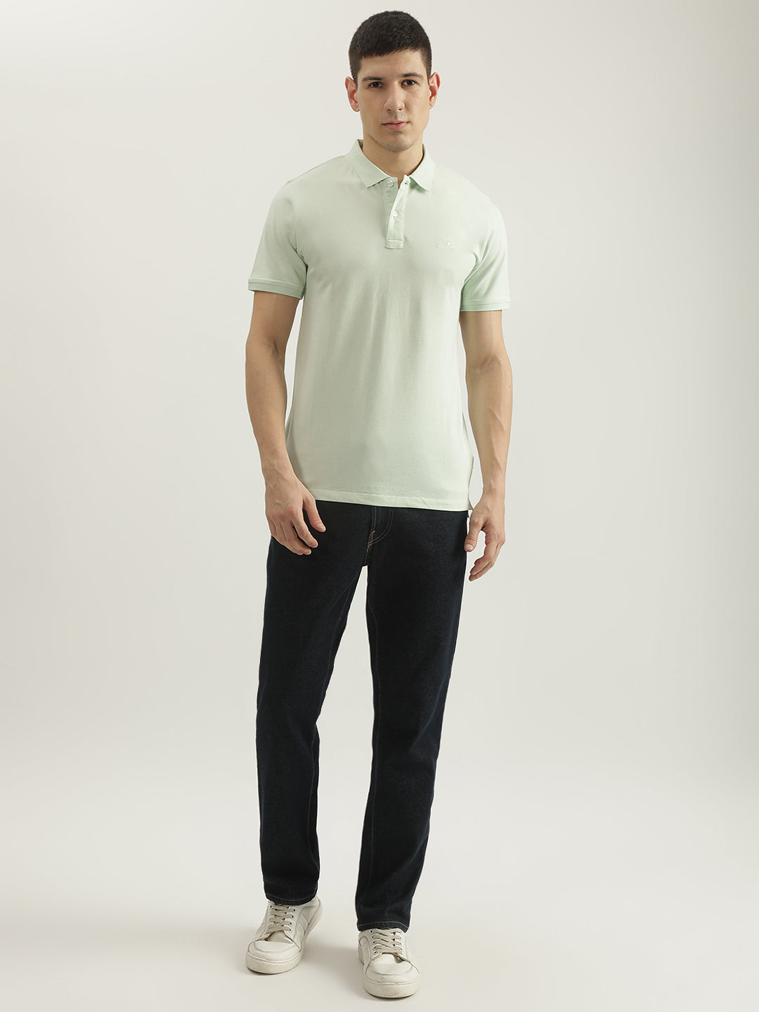 Lindbergh Men Green Solid Polo Collar Short Sleeves Tshirt