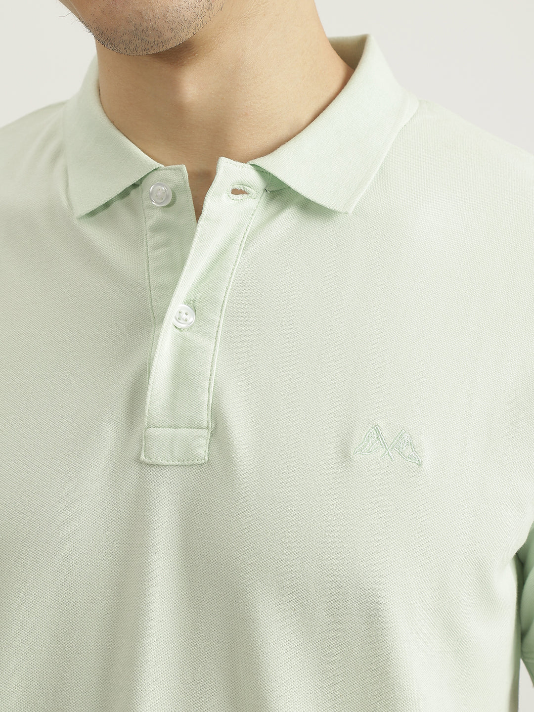 Lindbergh Men Green Solid Polo Collar Short Sleeves Tshirt