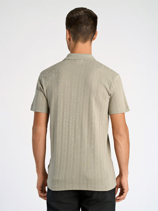Lindbergh Men Green Relaxed Fit Jacquard Polo Tshirt