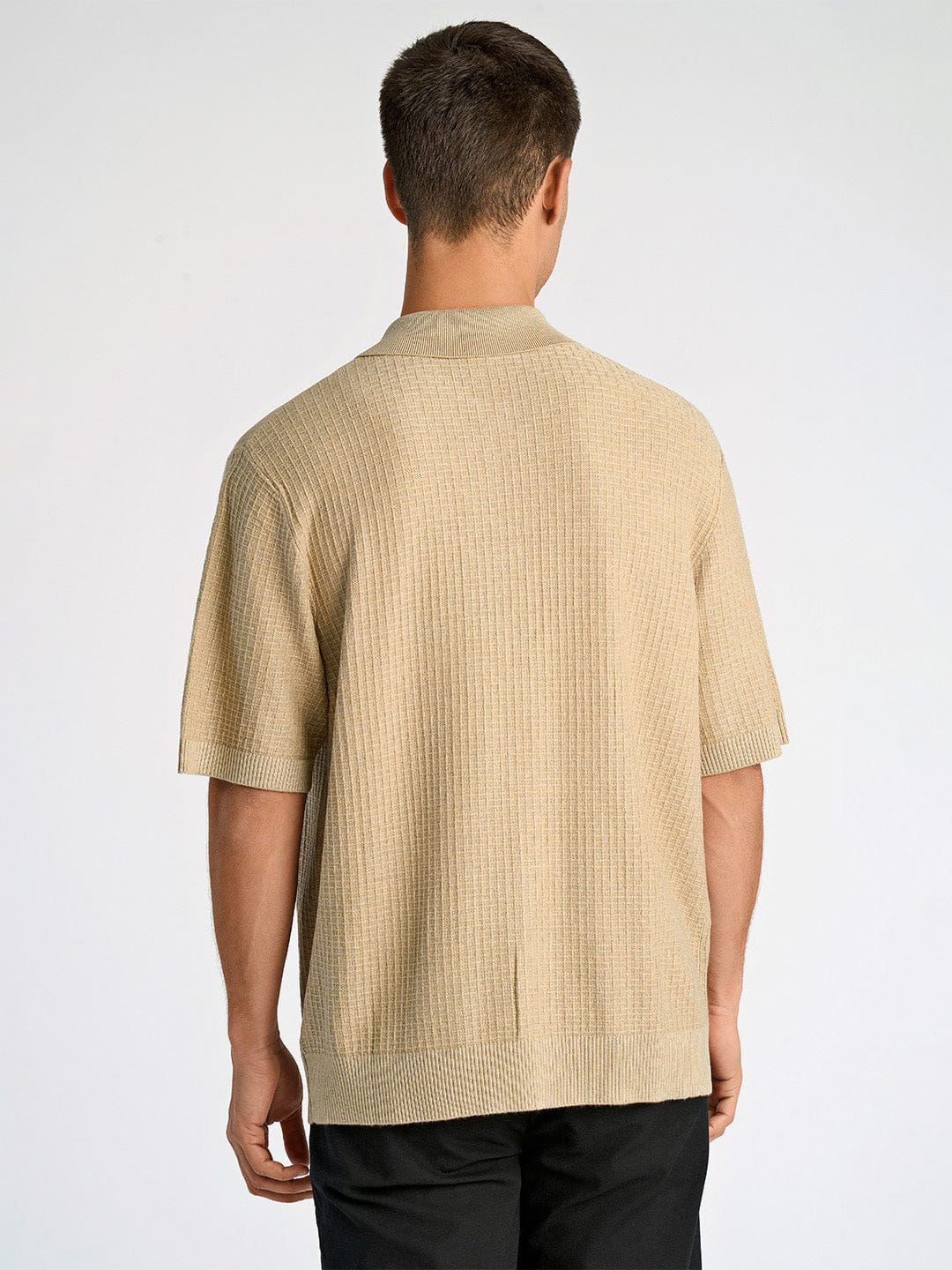 Lindbergh Men Beige Oversize Fit Solid Collar Neck Shirt