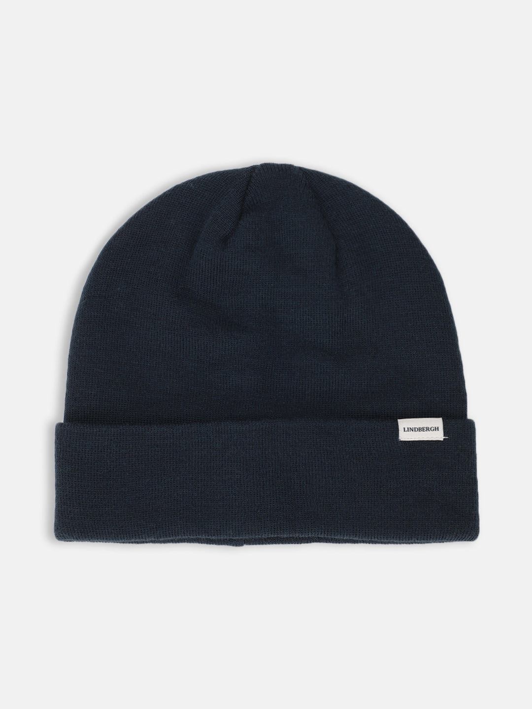 Lindbergh Men Navy Blue Solid Beanie Cap