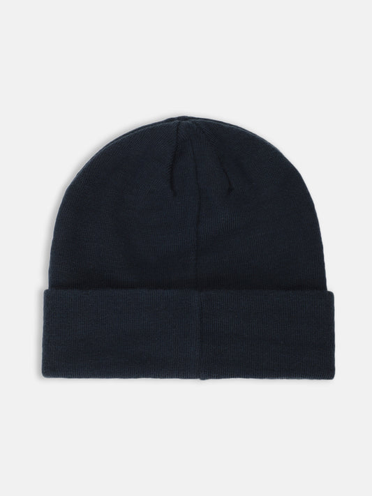 Lindbergh Men Navy Blue Solid Beanie Cap