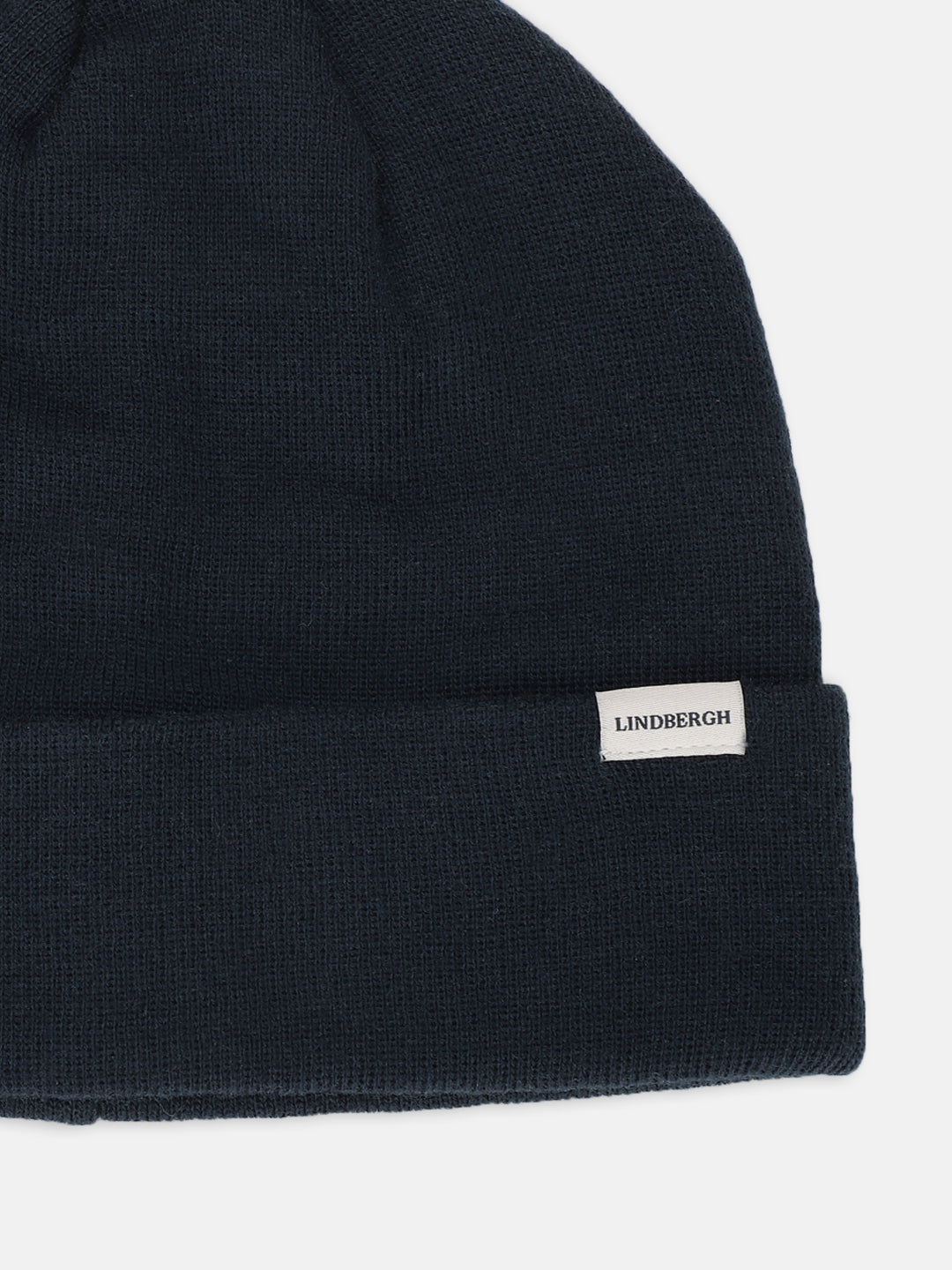 Lindbergh Men Navy Blue Solid Beanie Cap