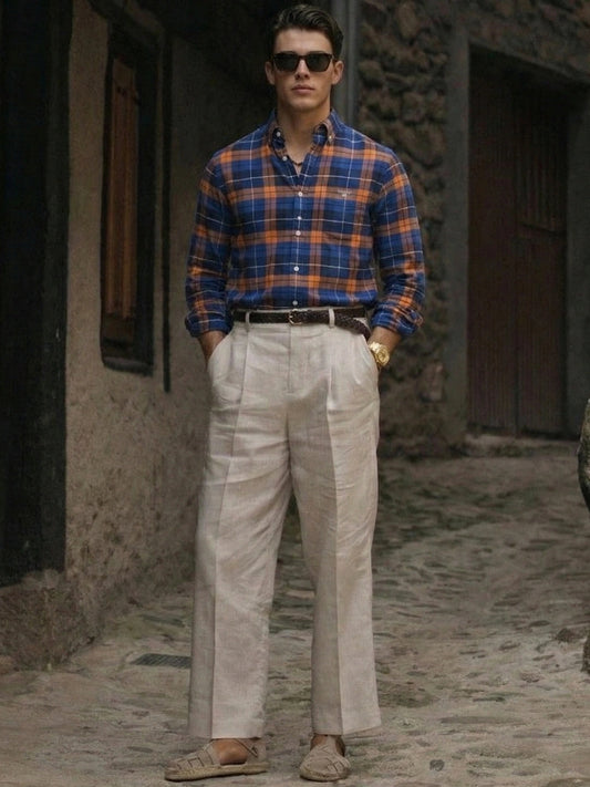 Gant Men Orange Checks Collar Shirt