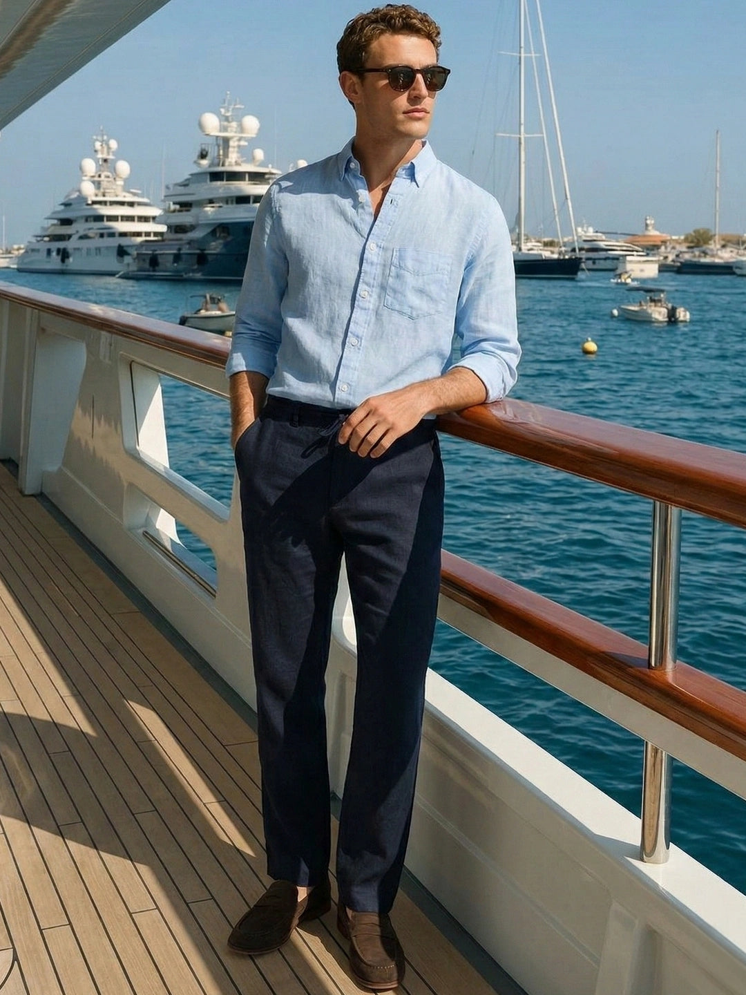 Gant Men Blue Garment Dyed Pure Linen Shirt