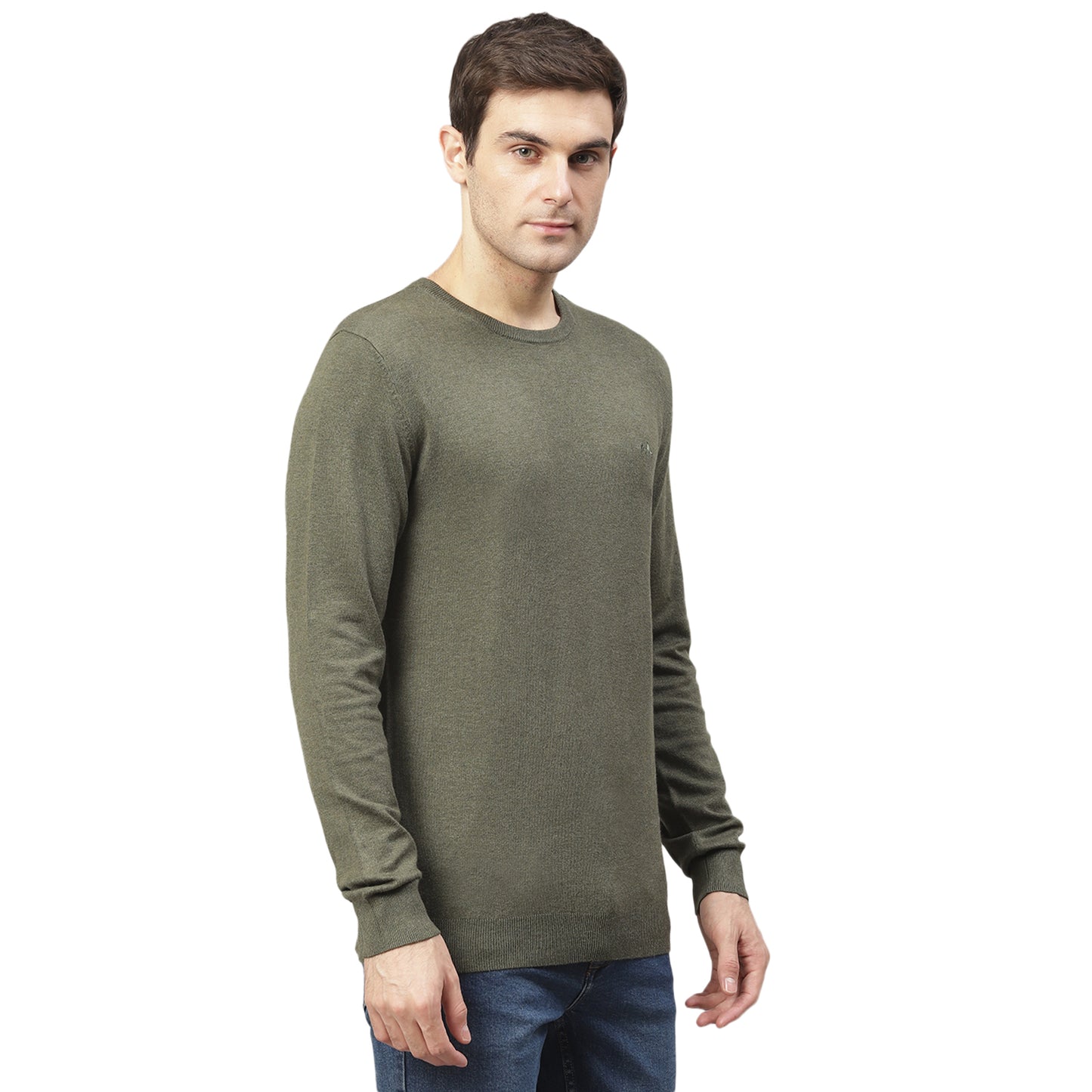 Lindbergh Men Green Solid Round Neck Sweater