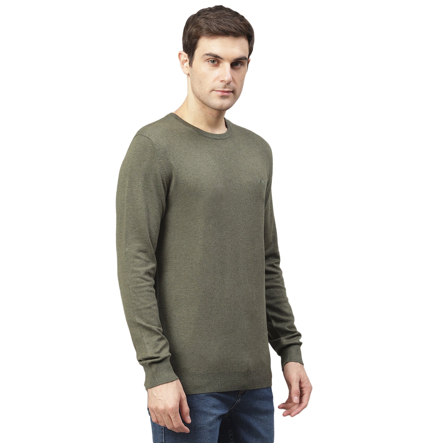 Lindbergh Men Green Solid Round Neck Sweater