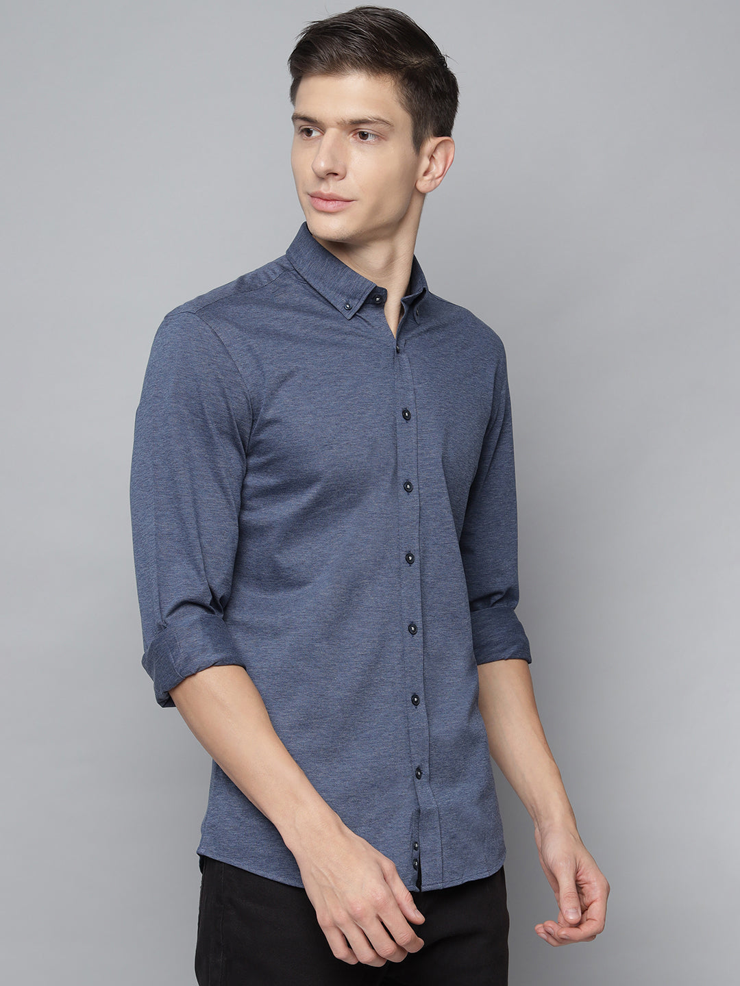 Lindbergh Men Blue Solid Button Down Collar Shirt