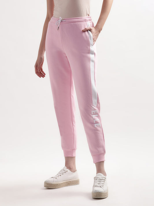 Elle Women Pink Solid Regular Fit Sweatpant