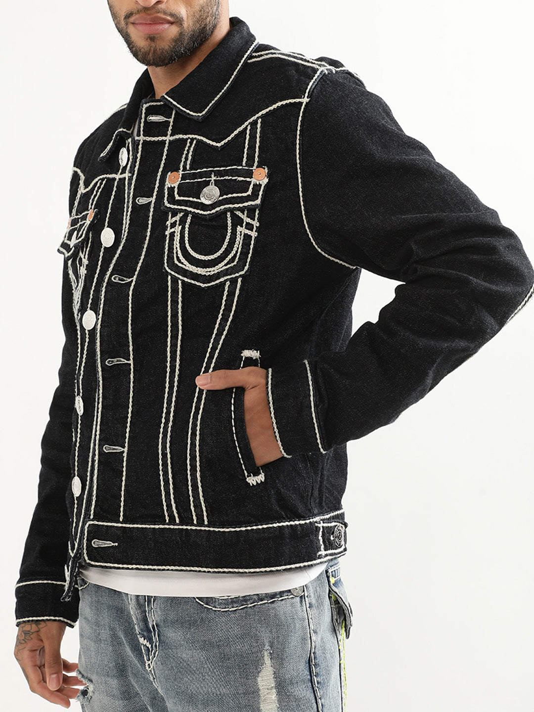 True Religion Lightweight Rope Stitch Denim Jacket