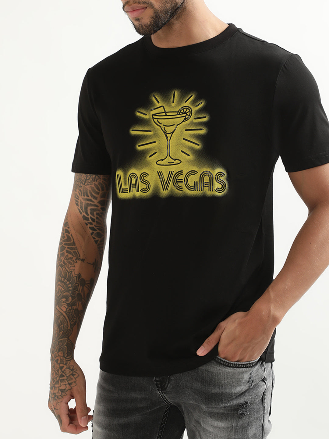 Antony Morato Black Printed Slim Fit T-Shirt