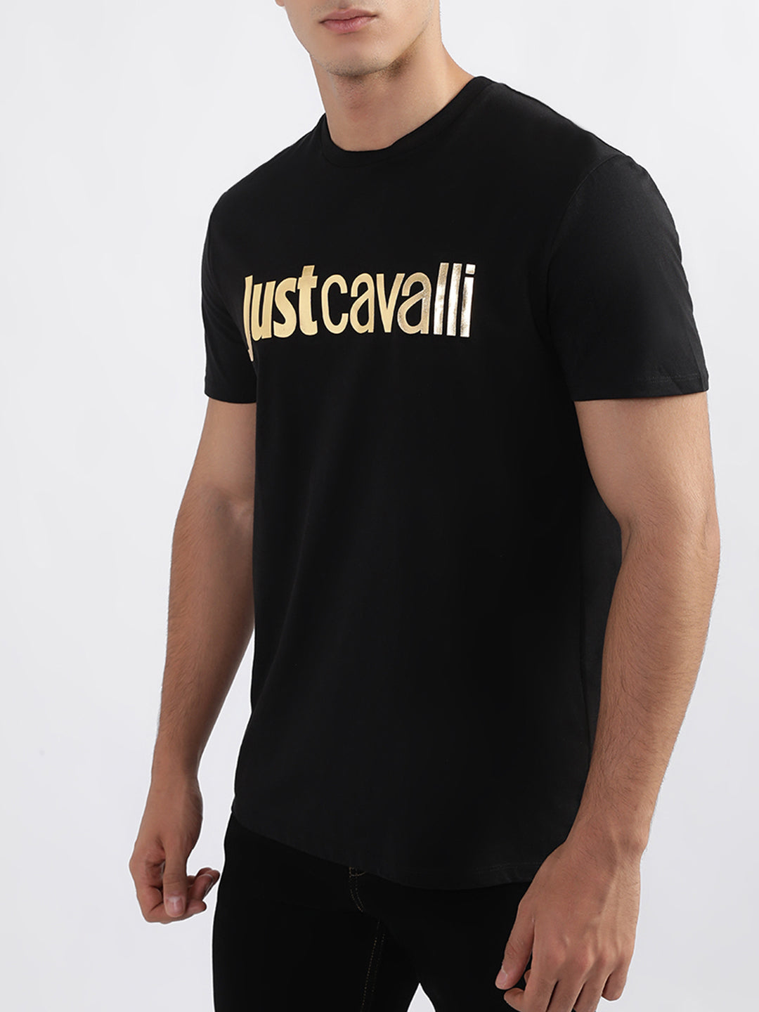 Just Cavalli Black Fashion Logo Slim Fit T-Shirt