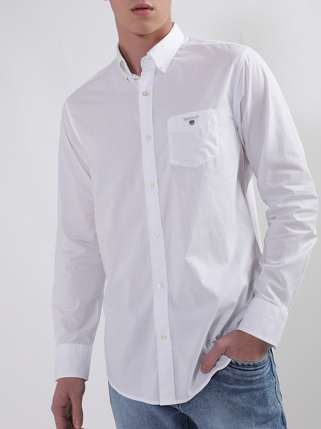 Gant White Broadcloth Regular Fit Shirt