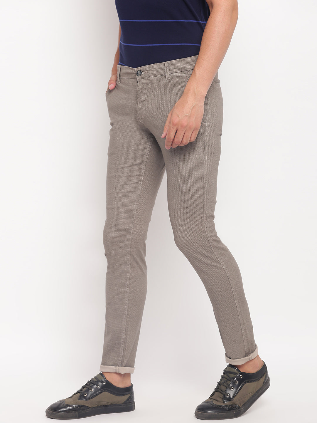 Lindbergh Men Beige Solid Regular Fit Trouser