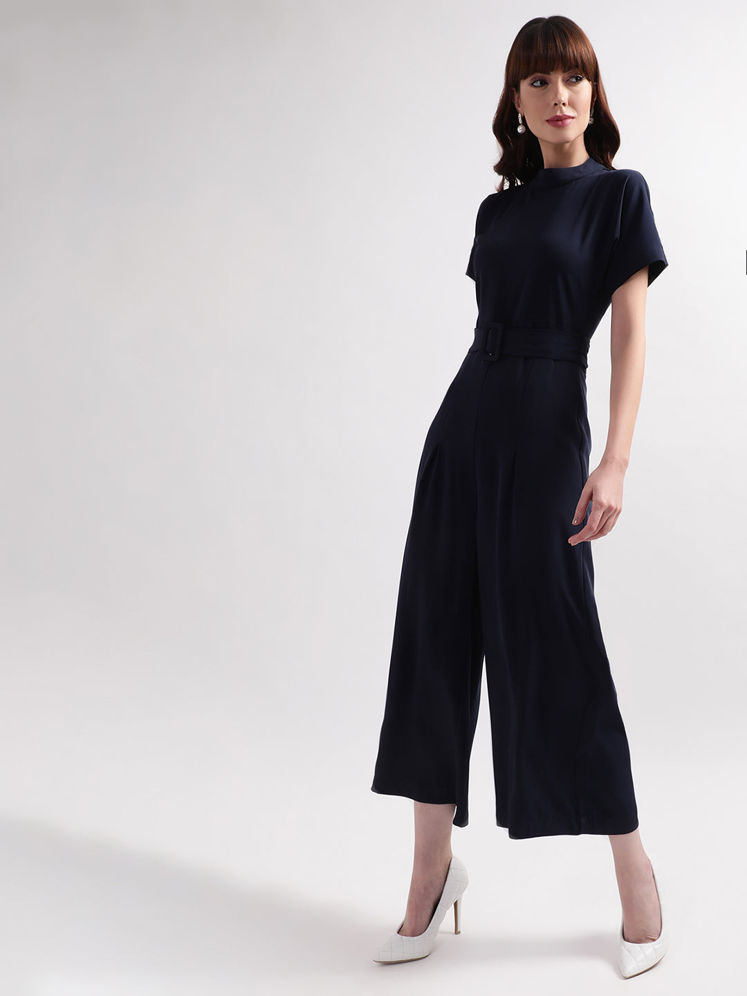 Centre Stage Women Blue Solid Collar Dress