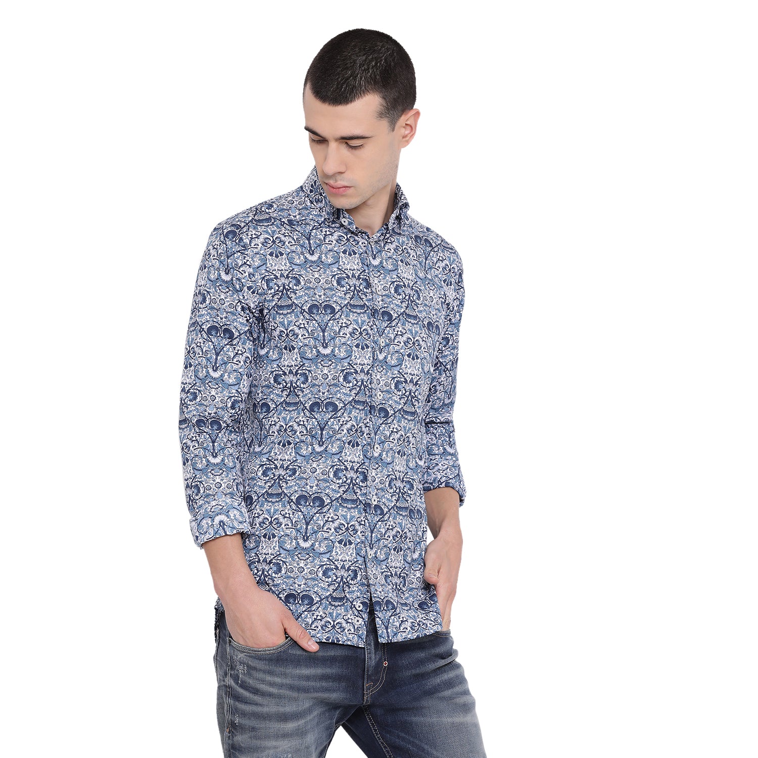 Matinique Men Blue Printed Collar Shirt