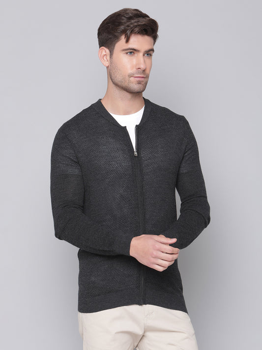 Bruun & Stengade Men Grey Solid Round Neck Sweater