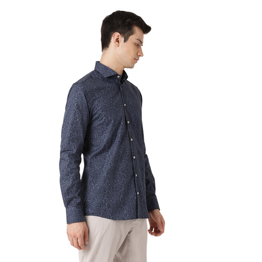 Bruun & Stengade Men Blue Solid Collar Shirt