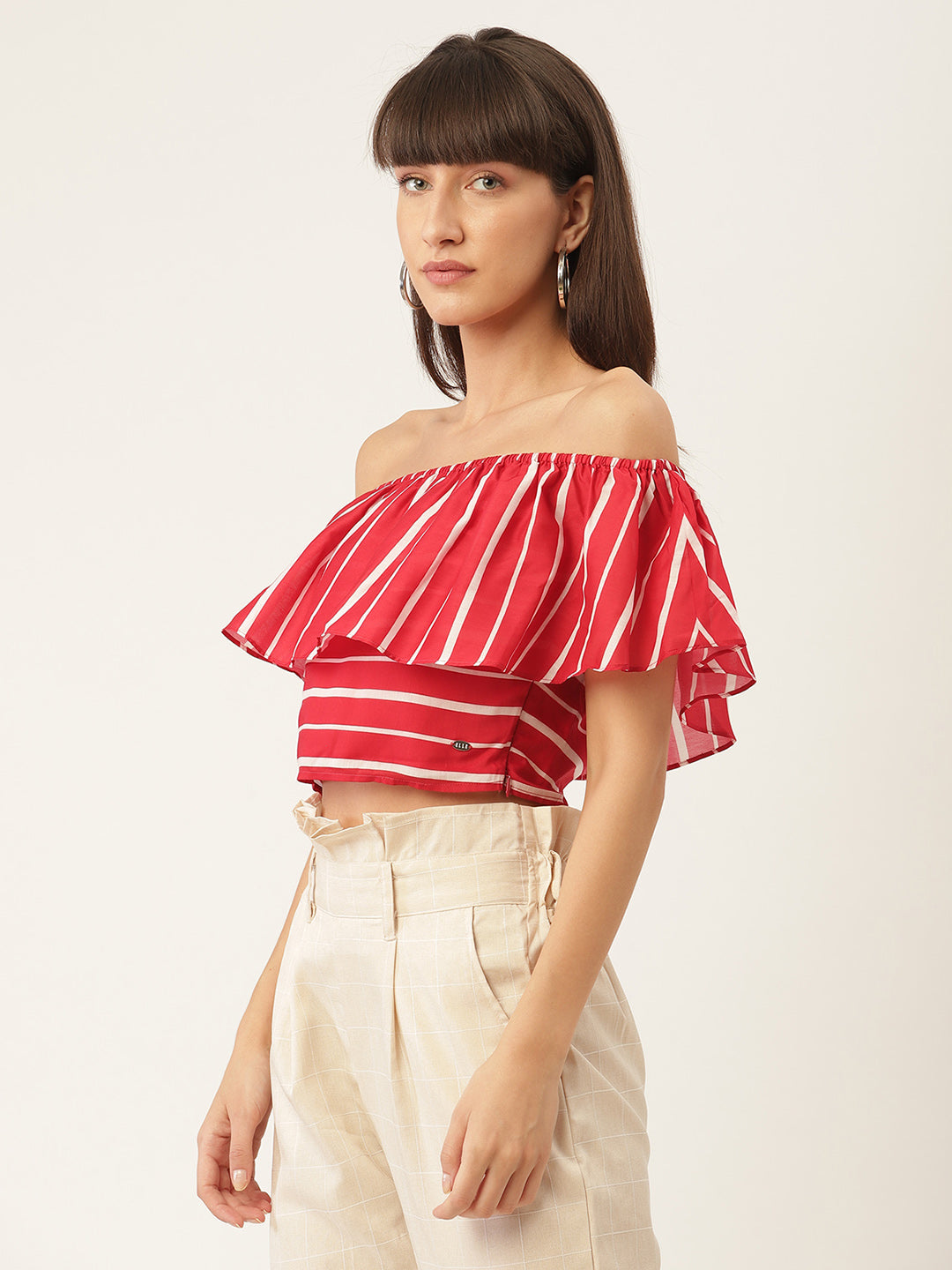 Elle Women Red Printed Round Neck Top