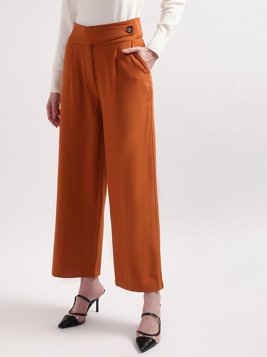 Centre Stage Women Yellow Solid Regular Fit Trouser