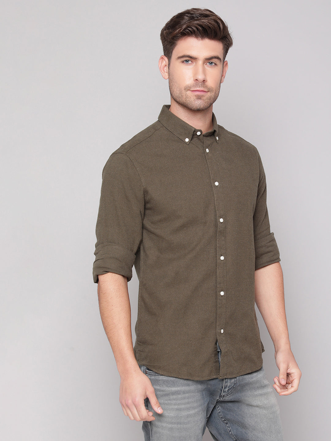 Bruun & Stengade Men Green Solid Collar Shirt