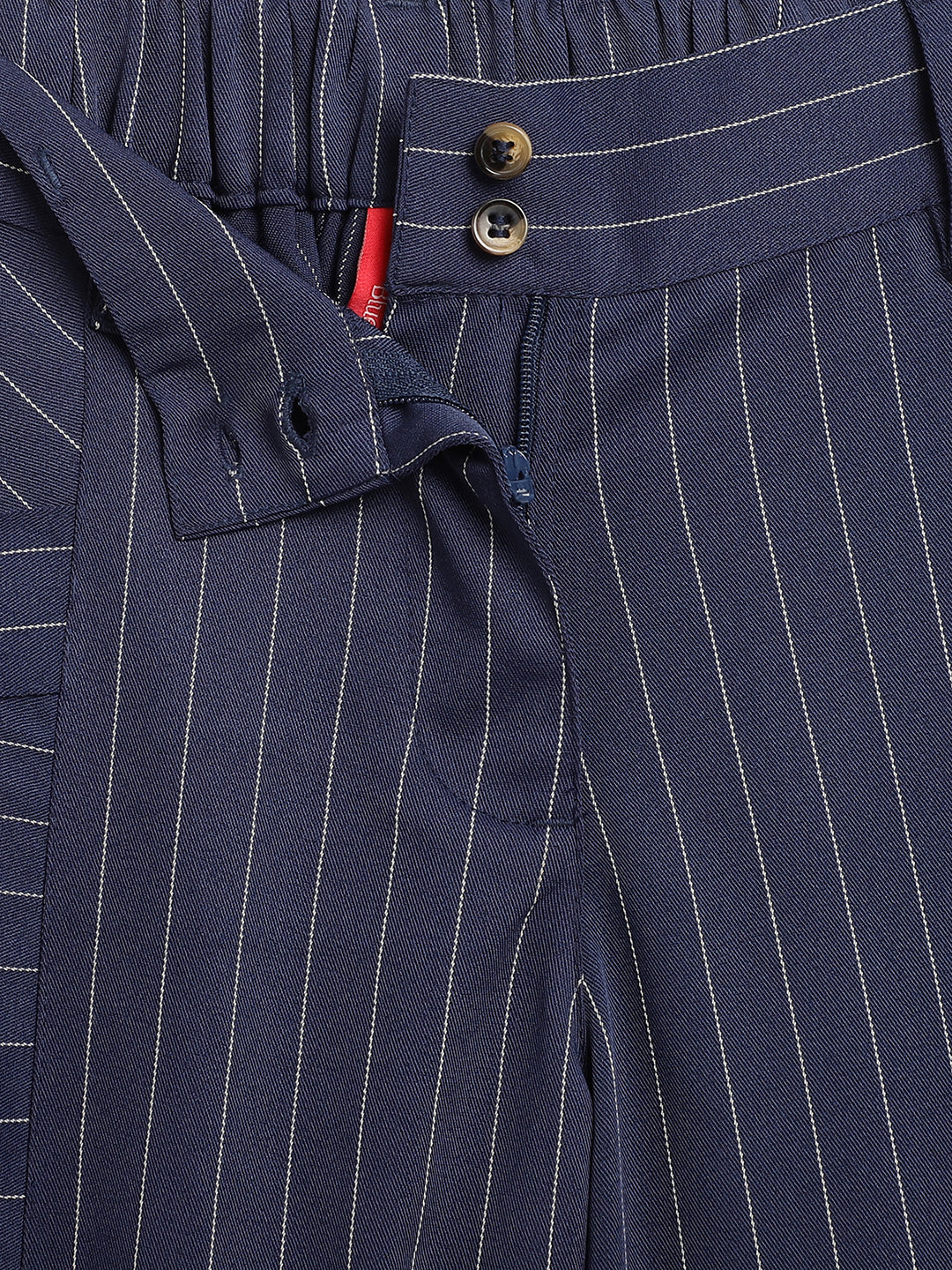 Blue Giraffe Girls Navy Blue Striped Loose Fit Trouser