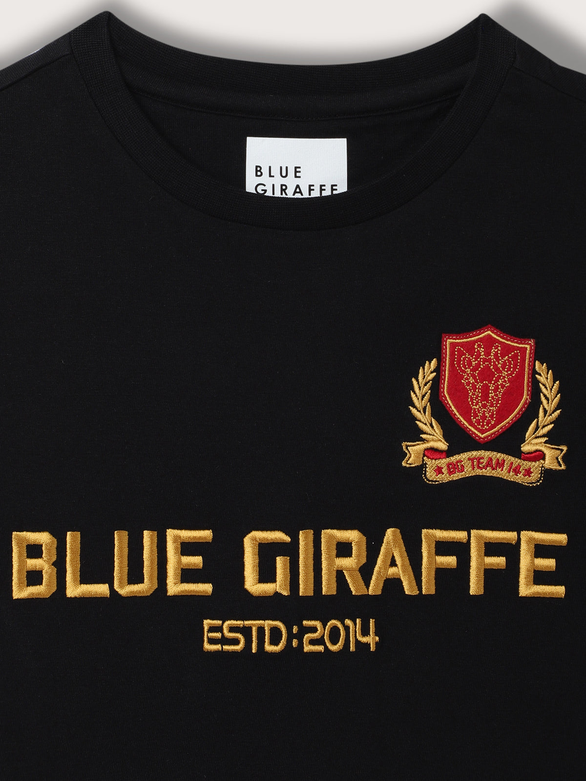 Blue Giraffe Kids Black Embroidered Regular Fit T-Shirt