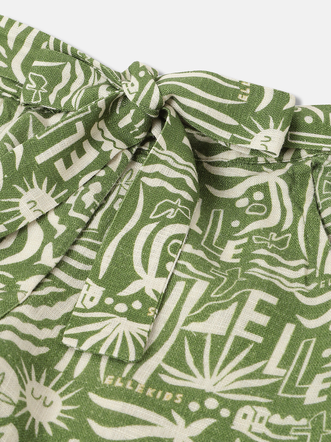Elle Kids Girls Green Printed Relaxed Fit Shorts