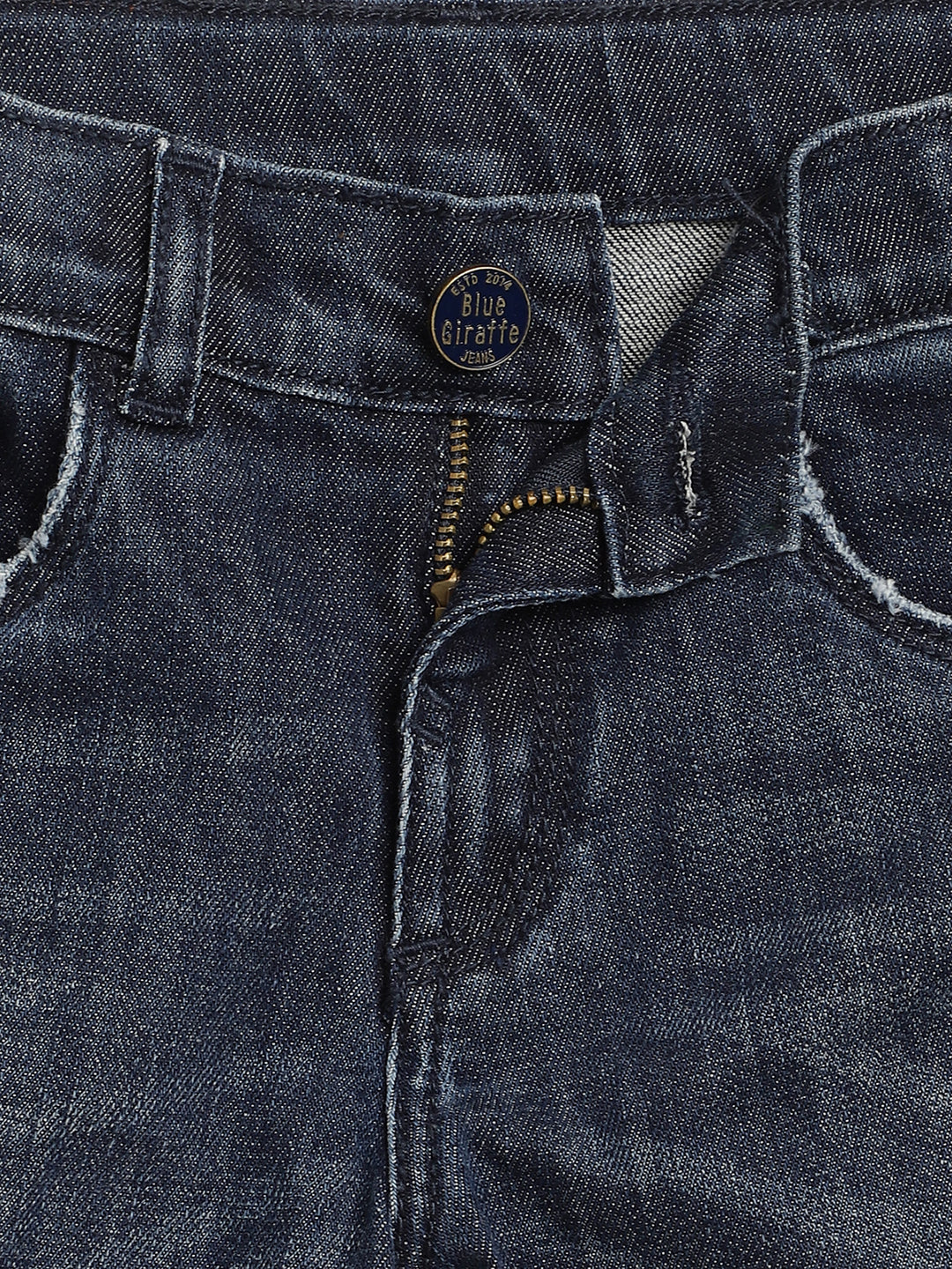 Blue Giraffe Boys Indigo Solid Regular Fit Jeans