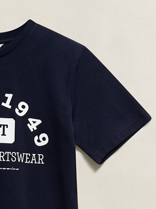 Gant Boys Cotton Navy Blue Graphic T-Shirt