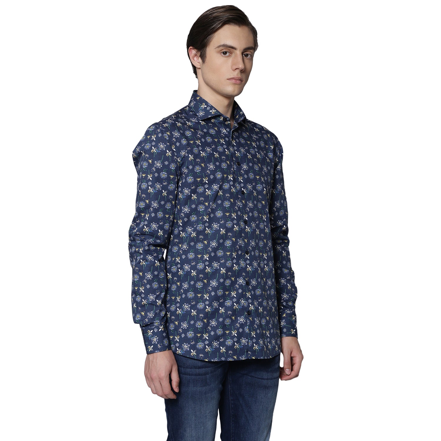 Bruun & Stengade Men Blue Printed Collar Shirt