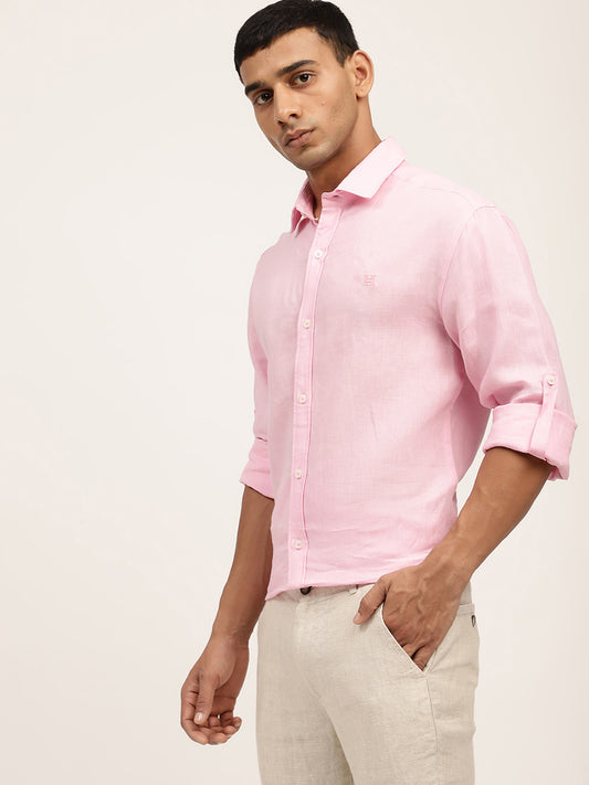Harsam Men Pink Solid Collar Shirt