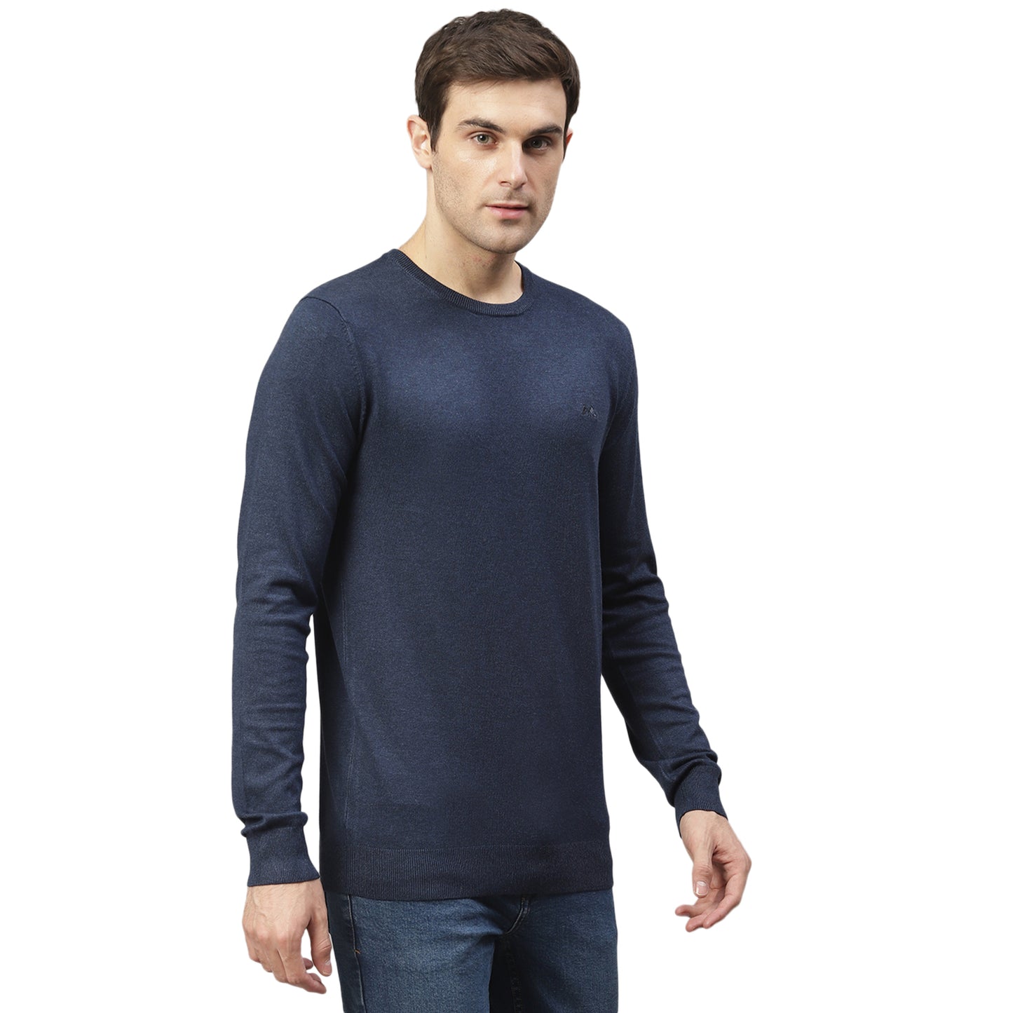 Lindbergh Men Blue Solid Round Neck Sweater