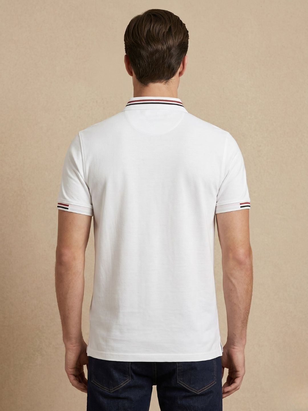 Iconic Men White Solid Regular Fit Pure Cotton Polo T-Shirt