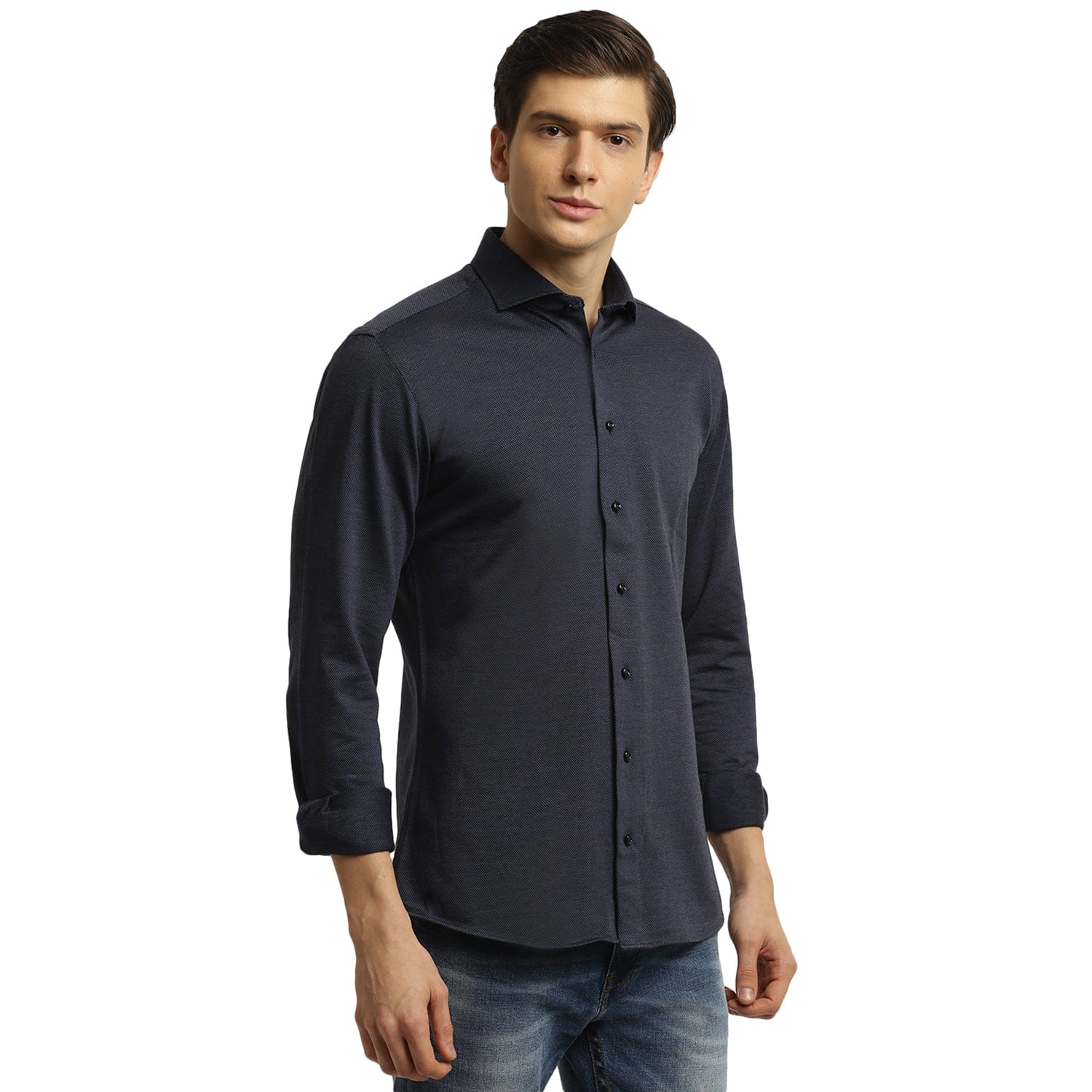 Bruun & Stengade Men Blue Collar Shirt