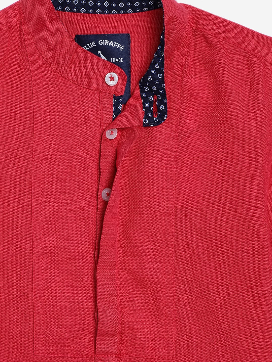 Blue Giraffe Boys Band Collar Shirt