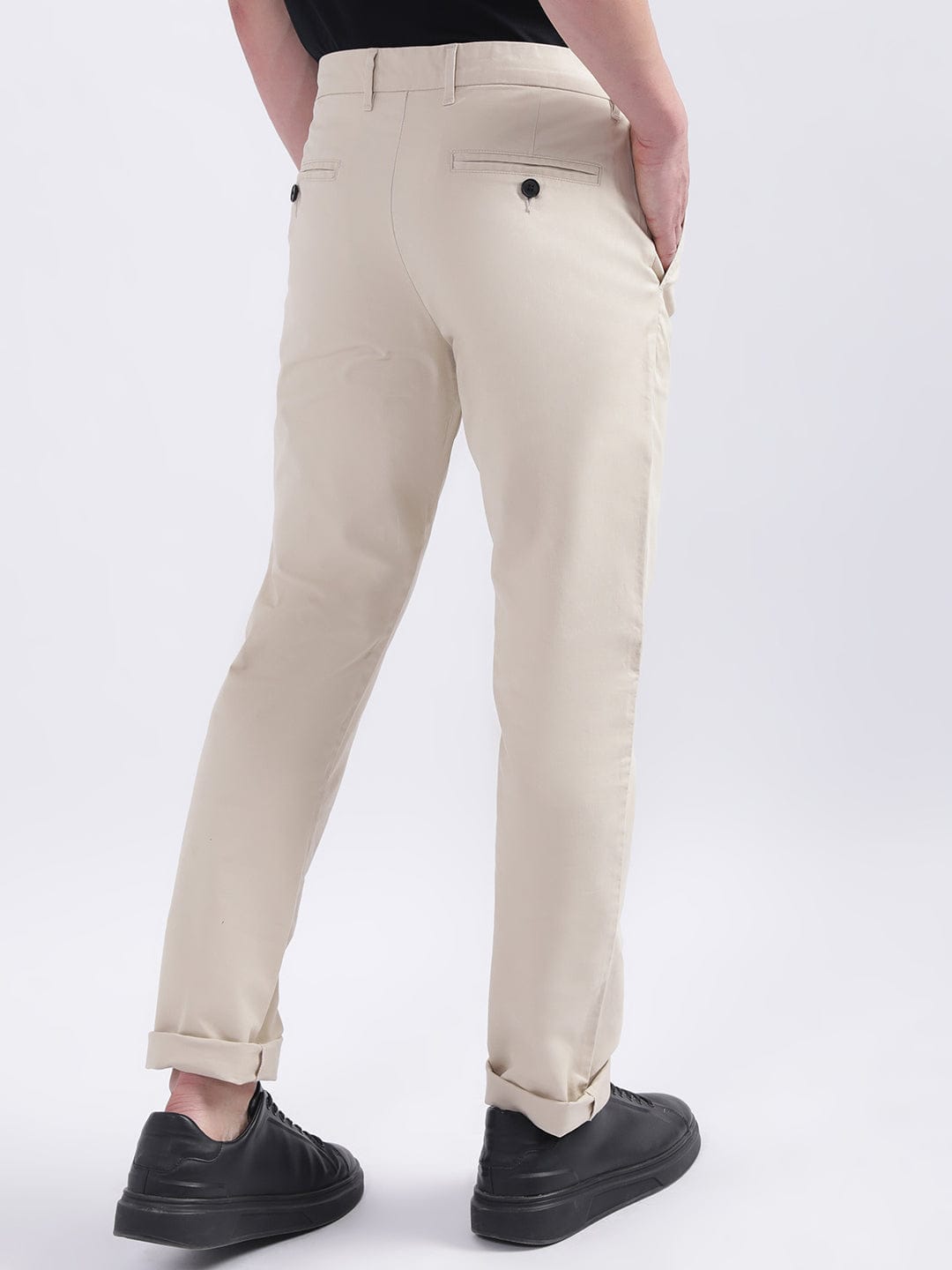 Iconic Men Beige Slim Fit Trouser