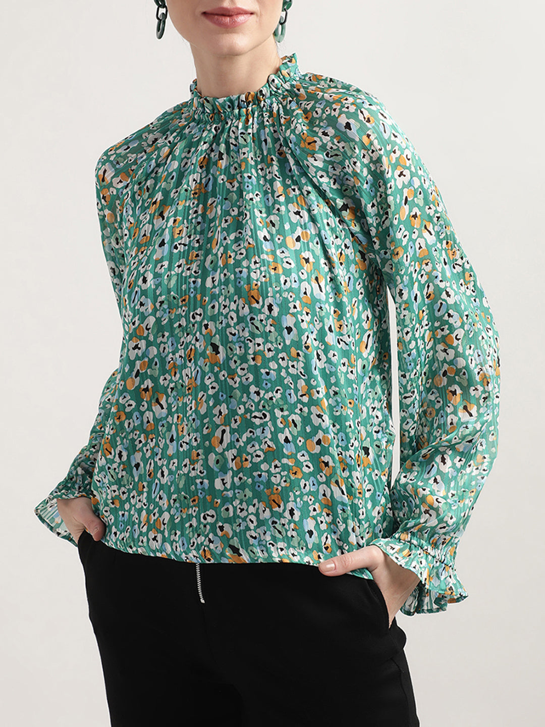Centre Stage Women Green Printed Top