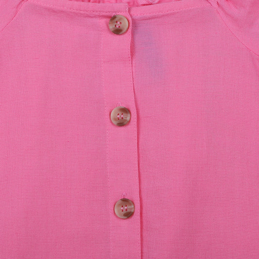 Blue Giraffe Girls Pink Solid Square Neck Top