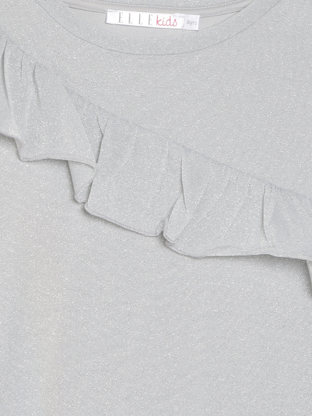 Elle Kids Girls Grey Solid Round Neck Top
