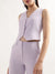 Centre Stage Women Lilac Solid V Neck Top